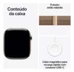 Apple Watch Series 11 GPS + Cellular - Caixa dourada de titânio – 46 mm - Pulseira dourada estilo milanês – P/M - Imagem 8