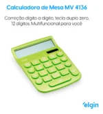 Calculadora Elgin Mv 4136 Verde Visor 12 Dig. Display Lcd Verde - Imagem 9