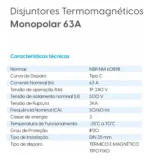 Disjuntor Monopolar Termomagnético 1 Polo 63a - Elgin - Imagem 3