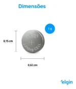 200 Baterias Botão Alcalina Lr621/ag1 Elgin 1,5v 20 Blister - Imagem 4