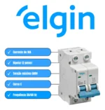 Disjuntor Bipolar 10a Termomagnético 2 Polos Elgin - Imagem 4