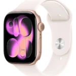 Apple Watch Series 11 GPS + Cellular - Caixa cor de ouro rosa de alumínio – 46 mm - Pulseira esportiva blush-clara – M/G