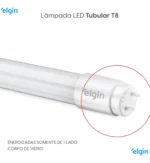 Kit 10 Lâmpadas Led Tubular T8 120cm 20w Bivolt 6500k Elgin 127/220v Branco-frio - Imagem 2