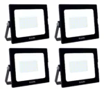 Kit 4 Refletores Elgin 30w Led Branco Frio 6500k Bivolt 127/220v Preto Branco-frio