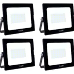 Kit 4 Refletores Elgin 30w Led Branco Frio 6500k Bivolt 127/220v Preto Branco-frio
