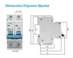 Disjuntor Bipolar Elgin Curva C Duplo 2 Polos 70a Amperes - Imagem 4