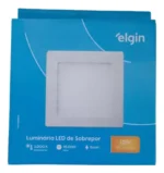 Kit 10 Painel Luminárialed Sobrepor Quadrado 12w 3000k Elgin 110v/220v Branco - Imagem 4