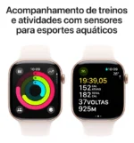 Apple Watch Series 10 GPS + Cellular • Caixa cor de ouro rosa de alumínio – 46 mm • Pulseira esportiva blush-clara – M/G - Imagem 4