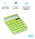 Calculadora Elgin Mv 4136 Verde Visor 12 Dig. Display Lcd Verde - Imagem 5