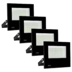 Kit 4 Refletores Projetor Led 50w Bivolt Branco Frio Elgin 127/220v Preto Branco-frio