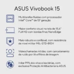Notebook Asus Vivobook 15 X1504va Intel Core I5 1334u 4 Gb Ram 256gb Ssd Windows 11 Home Tela 15,6 Led Fhd Silver - Nj1723w - Imagem 3