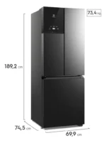 Geladeira Frost Free Inverter 480L Efficient AutoSense 3 Portas Black Inox Look IM7B Electrolux - Imagem 2
