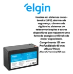 Kit 05 Baterias Selada De Chumbo Vrla 12v 7ah Nobreak Elgin Preto - Imagem 5