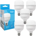 Kit 5 Lâmpadas Super Bulbo Alta Potência Led 20w Elgin 127/220v Branco-frio