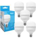 Kit 5 Lâmpadas Super Bulbo Alta Potência Led 20w Elgin 127/220v Branco-frio
