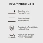 Notebook ASUS Vivobook Go E1504GA Intel Core i3 N305 8GB Ram 512GB SSD Windows 11 Tela 15,6" FHD Silver - NJ435W - Imagem 2