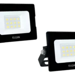 Kit 2 Refletores Elgin 10w Projetor Led Branco Frio Bivolt 110v/220v (bivolt) Preta Branco-frio