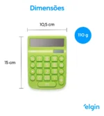 Calculadora Elgin Mv 4136 Verde Visor 12 Dig. Display Lcd Verde - Imagem 6