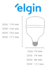 Kit 10 Lâmpadas Super Bulbo Alta Potência Led 20w Elgin 127/220v Branco-frio - Imagem 3
