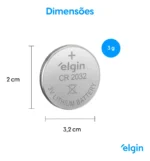 500 Baterias Botão Cr2032 De Lithium Elgin Pacote Industrial - Imagem 4