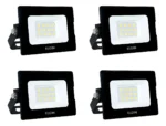 Kit 4 Refletores Elgin 10w Projetor Led Branco Frio Bivolt 110v/220v (bivolt) Preta Branco-frio