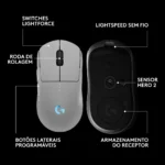 Mouse Gamer Sem Fio Logitech G Pro 2 Lightspeed Rgb Lightsync Branco - Imagem 8