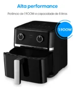 Fritadeira Air Fryer Gran Fry 8 Litros 110v 1.750w Preta Gre - Imagem 2