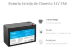Kit 05 Baterias Selada De Chumbo Vrla 12v 7ah Nobreak Elgin Preto - Imagem 4