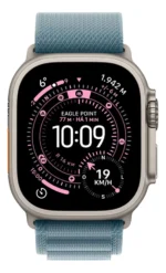 Apple Watch Ultra 3 GPS + Cellular • Caixa natural de titânio – 49 mm • Pulseira loop Alpina azul-clara – M - Distribuidor Autorizado - Imagem 2