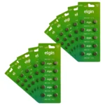 200 Baterias Botão Alcalina Lr621/ag1 Elgin 1,5v 20 Blister