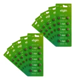 200 Baterias Botão Alcalina Lr621/ag1 Elgin 1,5v 20 Blister