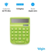 Calculadora Elgin Mv 4136 Verde Visor 12 Dig. Display Lcd Verde - Imagem 4
