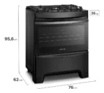 Fogão 5 Bocas Continental Preto Mesa De Vidro Fc5gb - Bivolt 110v/220v - Imagem 2