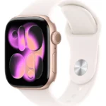 Apple Watch Series 11 GPS - Caixa cor de ouro rosa de alumínio – 42 mm - Pulseira esportiva blush-clara – M/G - Distribuidor Autorizado