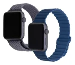 Kit Pulseira Double Para Apple Watch 42 À 49 Mm Cinza E Azul Cinza