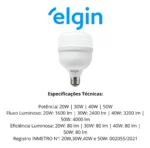 Kit 5 Lâmpadas Super Bulbo Alta Potência Led 20w Elgin 127/220v Branco-frio - Imagem 4
