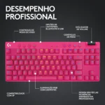 Teclado Gamer Sem Fio Logitech G PRO X TKL - Rosa Magenta - Imagem 6