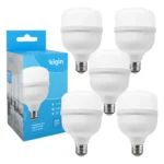 Kit 5 Lâmpadas Super Bulbo Alta Potência Led 30w 6500k Elgin 127/220v Branco-frio