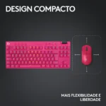 Teclado Gamer Sem Fio Logitech G PRO X TKL - Rosa Magenta - Imagem 8