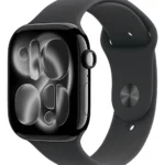 Apple Watch Series 11 GPS + Cellular - Caixa preta brilhante de alumínio – 46 mm - Pulseira esportiva preta – M/G - Distribuidor Autorizado