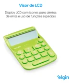 Calculadora Elgin Mv 4136 Verde Visor 12 Dig. Display Lcd Verde - Imagem 3