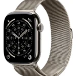 Apple Watch Series 11 GPS + Cellular - Caixa natural de titânio – 46 mm - Pulseira natural estilo milanês – M/G - Distribuidor Autorizado