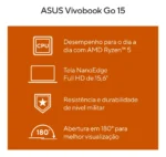 Notebook ASUS VivoBook Go 15 AMD Ryzen 5 7520U 8GB 512GB SSD KeepOS Tela 15,6" FHD Mixed Black - E1504FA-NJ732 - Imagem 2