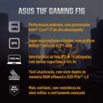 Notebook ASUS TUF Gaming F16 Core i7 NVIDIA RTX™ 4050 8GB Ram 512GB SSD KeepOS Linux Tela 16" FHD+ Mecha Gray - FX607VU-RL008 - Imagem 5