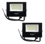 Kit 2 Refletores Projetor Led 50w Bivolt Branco Frio Elgin 127/220v Preto Branco-frio