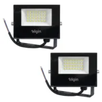 Kit 2 Refletores Projetor Led 50w Bivolt Branco Frio Elgin 127/220v Preto Branco-frio